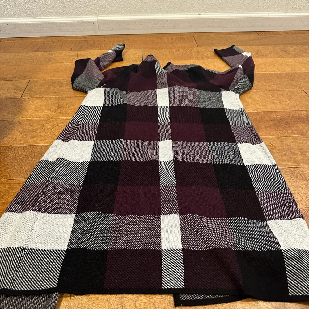 Anne Klein Plaid Longline Cardigan Sweater - Picture 4 of 6